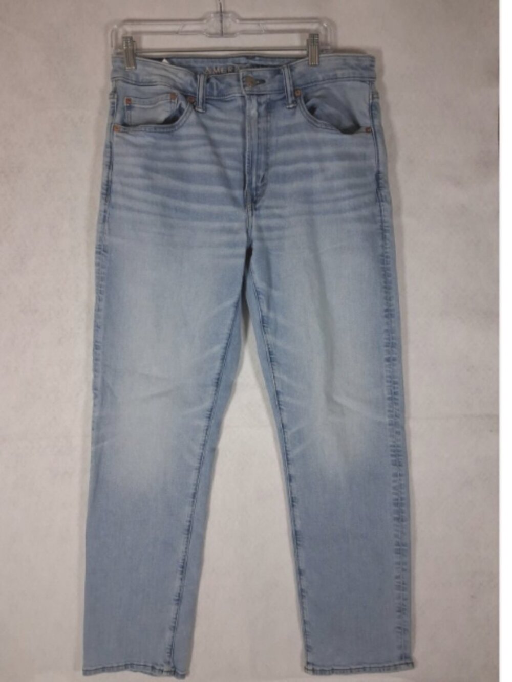 American Eagle Airflex Athletic Fit Straight Leg Jeans Men's 33x32 Light Blue